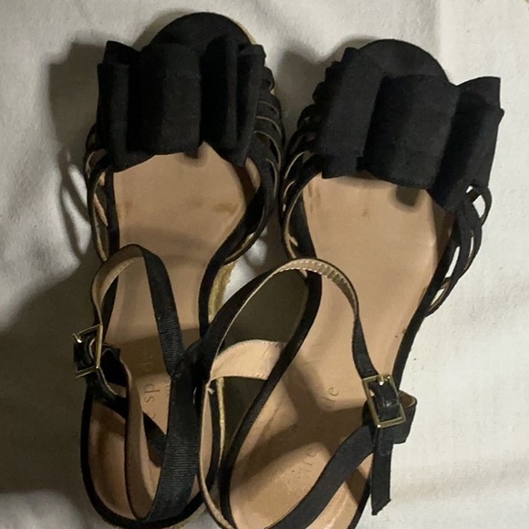 kate spade Black Bow Espadrille Wedge Sandals - Picture 6 of 6